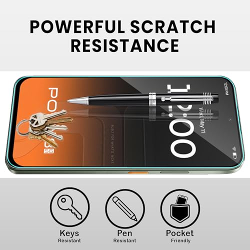 Image of FIRST MART Tempered Glass for Tecno Pova 8, 9H 0.3 mm Full-Glue Screen Protector with Cable Protector, 3D Edge-to-Edge, HD Clear, Case-Friendly, Black, Pack of 1