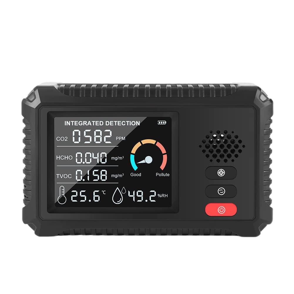 RANRAO Monitor de calidad del aire, monitor de dióxido de carbono , HCHO TVOC PM2.5 PM10 Detector de dióxido de carbono Tester