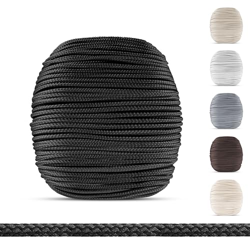 EFIXS Persianas de cuerda de 2,2 mm – Negro – 10 – 25 metros – Aquí 15 metros – Cuerda de alta calidad – Cuerda de repuesto para persianas de madera, bambú y aluminio – Cordón de persianas de alta