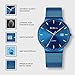Stainless Steel Watches，BIDEN Men's Fashion Minimalist Wrist Watches Analog Quartz Watch Deep Date with Blue Mesh Band