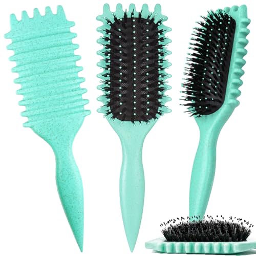 Curl Defining Brush, 1 PCS Curly Hair Brush, Brush for Curly Hair, for Combing and Shaping Men's and Women's Curls to Reduce Pulling (Green)