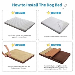 Made4Pets Dog Beds for Medium Dogs, Egg Memory Foam Large Dog Bed with Removable Cover, Waterproof Pet Bed Mattress for Large Cats, Washable Plush and Cool Cover, 34 x 25 Brown Made4Pets Dog Beds for Medium Dogs, Egg Memory Foam Large Dog Bed with Removable Cover, Waterproof Pet Bed Mattress for Large Cats, Washable Plush and Cool Cover, 34 x 25 Brown