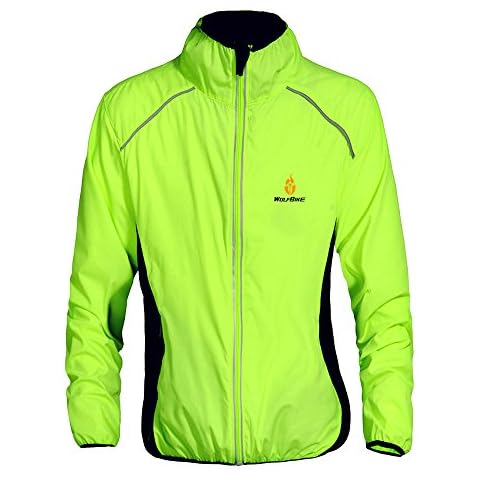 WOSAWE Cycling Showerproof Jacket Men Women Breathable MTB Jersey Long Sleeve Racing Windbreaker Coat For All Season (BC220 Green XXXL) Cover