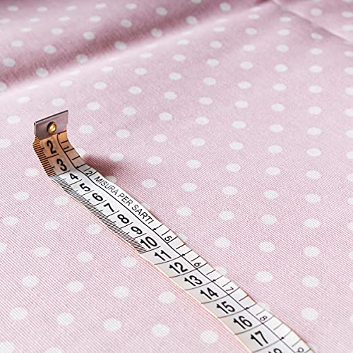 Tessuto Stoffa Cotone Fantasia Pois Bianco Fondo