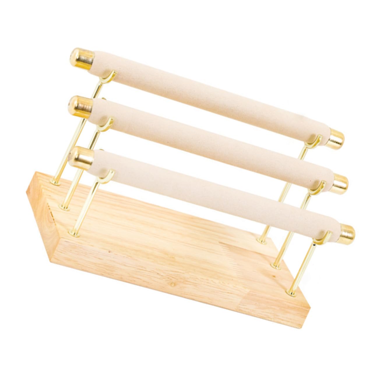 Homoyoyo Soporte de 3 Niveles de Madera Sólida de Exhibición de Joyas Beige