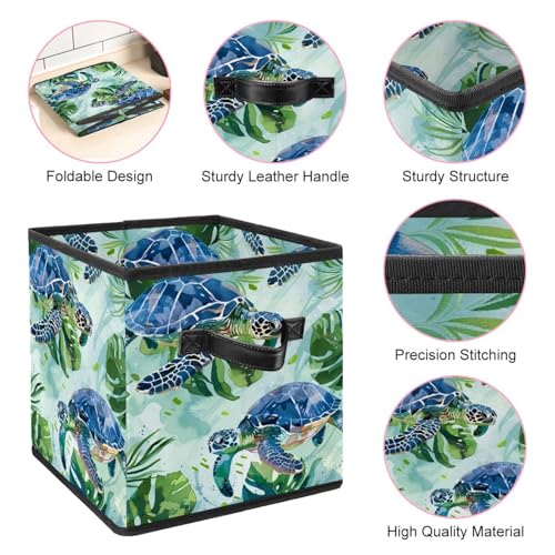 Boîte de rangement tortue cube pliable avec double poignées linge