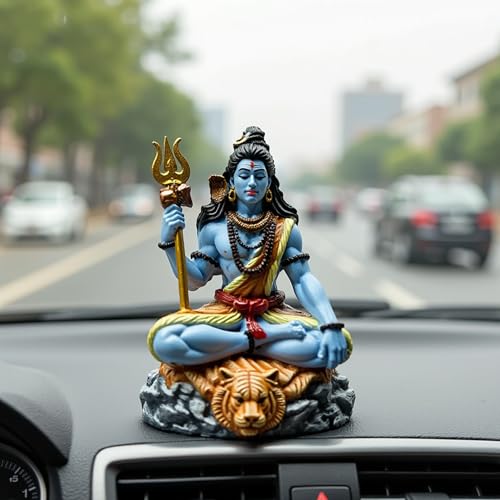 Image of UNOVATE Shiva Idol for Car Dashboard | Shiva Idol | Adiyogi Statue for Car | Mahadev Idol for Car, Home Temple, Office Desk. (Blue)