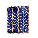 RIANGI Desi Designer Indian Bangles For Women, Set Of 22 Ethnic Alloy Metal Bangles Indian, Womens Bangles Bracelets, Bollywood Jewelry, Wedding Jewelry, Party Favors In Gold And Blue Tone