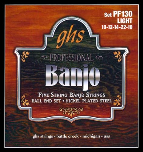 GHS BANJO - Jeu de 6 cordes nickelées - Embout à bille - PF130 - Léger