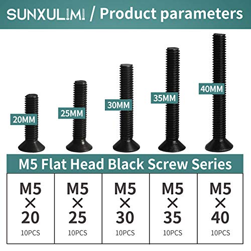 Sunxulimi SB-112 M5 X 20Mm 25Mm 30Mm 35Mm 40Mm Flat Head Socket Cap Screws Countersunk Bolts thumb #1