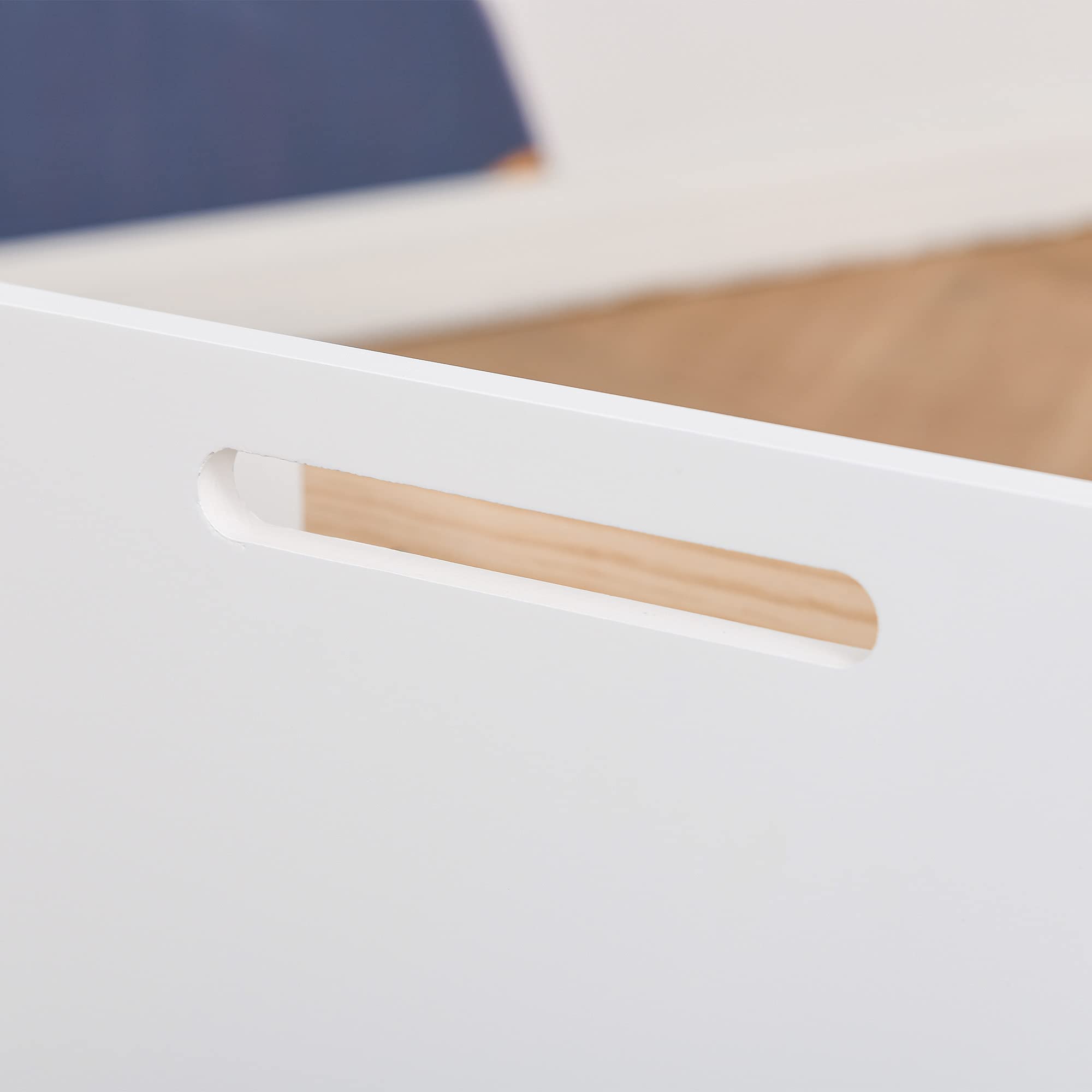 HOMCOM Caja de Almacenamiento de Madera para Juguetes 2 Secciones con Ruedas Asa Librería Infantil con Ruedas para Habitación de Niños 40x43x43 cm Blanco y Natural