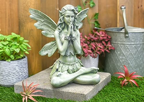 Napco Zen Flower Fairy Pale Green 11 Inch Resin Stone Outdoor Garden Statue #TOP5