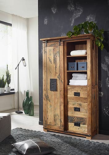 G+K Highboard II WZ-0480 mit Rolltür Mango massiv Eisen rustikal Kommode...