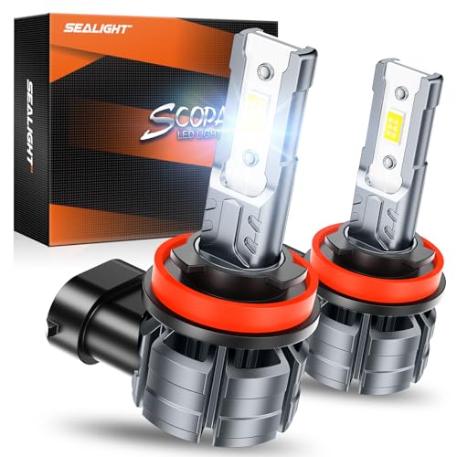 SEALIGHT H11 H16 H8 LED Fog Light Bulb,12000LM 6500K White Light H11 LED Fog Lights, 1:1 Design Replacement H11/H8/H9/H16 Fog Light Bulbs, Pack of 2