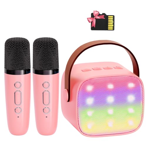 YLL Mini Karaoke Machine for Kids Adults, Portable Bluetooth Speaker with 2 Wireless Microphones,18 Pre-Loaded Songs Toys Birthday Gifts for Girls 4, 5, 6, 7, 8+ Years Old Toddler Teens (Sakura Pink) - 7