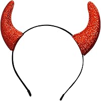 Giraffe Manufacturing Red Glitter Devil Horns Headband - Halloween Cosplay Accessory for Women, Kids, Teens & Parties
