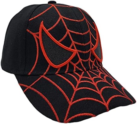 Kid's Youth Spider Man Hat - Adjustable Baseball Cap (Black Spider Eyes)