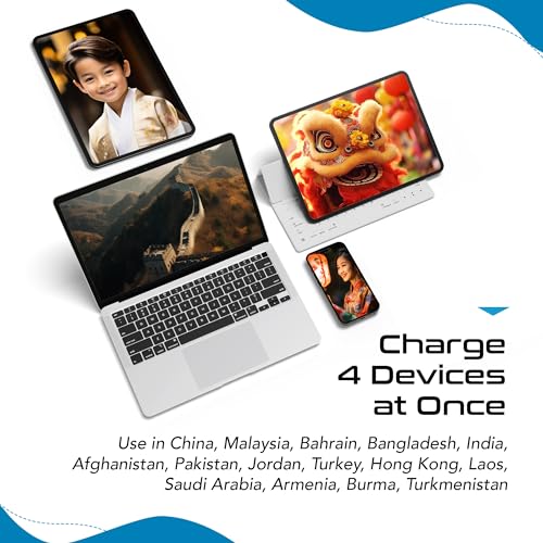 Image of Ceptics Travel Adapter India to China, Malaysia Power Adapter Travel Set, 20W PD & QC, Dual USB & USB-C 3.1A-2 USA Outlet - Compact-Use in Hong Kong, Kuwait, Singapore, Iraq - Includes Type G, I, C