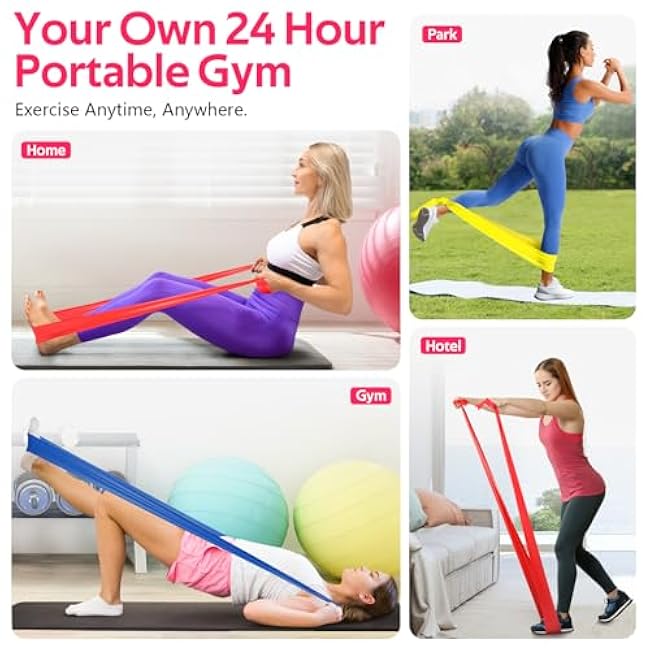 Resistance Bands for Working Out, Exercise Bands for Physical Therapy, Stretch, Recovery, Pilates, Rehab, Strength Training and Yoga Starter Set