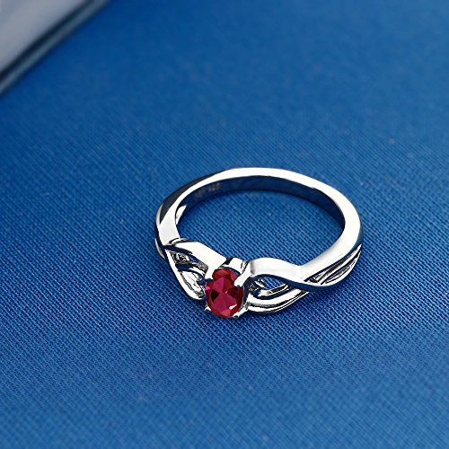 Gem Stone King 925 Sterling Silver Oval Red Garnet Engagement Ring For Women | 0.55 Cttw | Gemstone Birthstone | Oval 6X4MM | Available 5,6,7,8,94