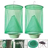 Yisscen 2 Pièces Piège à Mouches de Ranch, Piège à Mouches Cage de piégeage pour Insectes en extérieur avec piège à Aliments Piège à Insectes Pliable Cage Anti-Moustique pour Ferme, Parc, Jardins