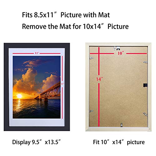Teinjin 10X14 Picture Frames Made Of Solid Wood Display 8.5X11 With Mat Or 9.5X13.5 Without Mat Diamond Painting Frame Wall Hanging Or Tabletop(Black) #TOP1