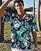 Mens Hawaiian Shirt Short Sleeve Summer Beach Casual Tops Button Down T Shirts with Pocket(Green Flamingo,XL)