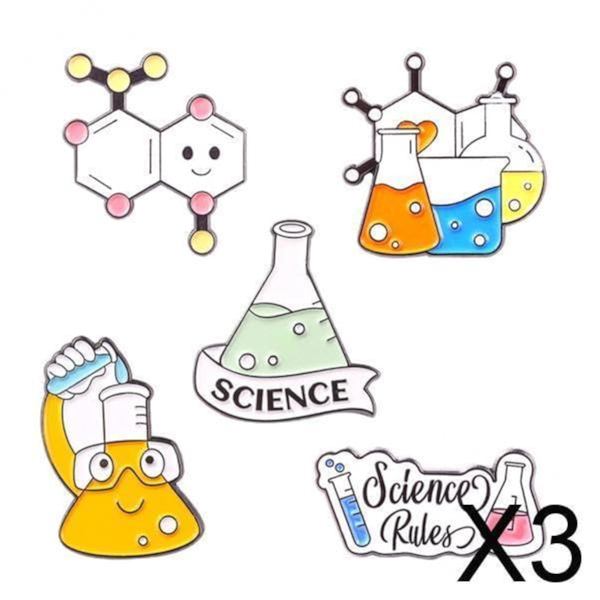 Cartoon Pins Brooch Science Pins, Multi-Colored Brooches