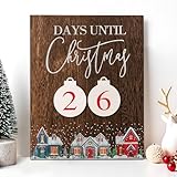 Christmas Countdown Calendar Wall Hanging, Wooden Days Until Christmas Sign, Farmhouse Count Down to Christmas Decoration for Holiday