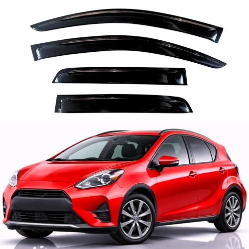 Image of KPY Rain Guards Fit for 2012-2019 Toyota Prius C, Out-Channel Window Visors Vent Wind Deflectors 4PC, Car Accessories for 12-19 Prius C (Prius C Model Only)