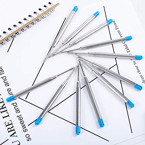 Dunbong Blue Ink Refill Pack Of 5, Replaceable Ballpoint Pen Refills, Medium Point Metal Refill (Blue) #TOP4
