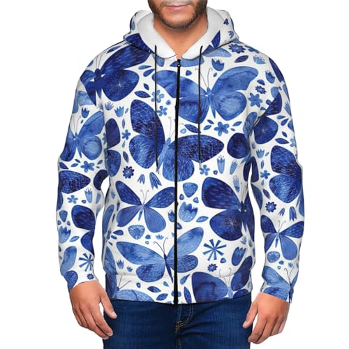 Sweat à capuche papillons bleus : pull décontracté de voyage homme - 7