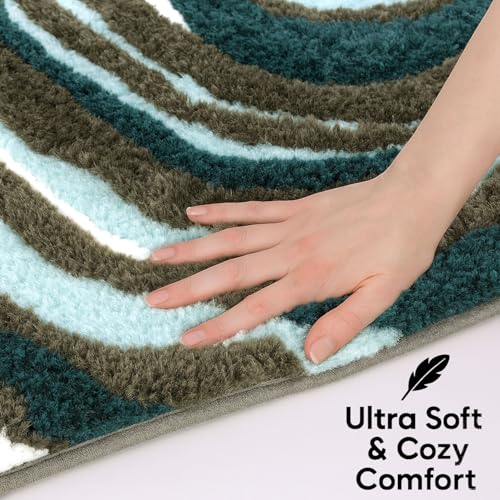 Image of Luxe Home Super Soft Canada MultiWaves Bath Mat Non-Slip Machine Washable Bathroom Mat for Home, Bedroom and Living Room (40x60 cm) - Pack of 1