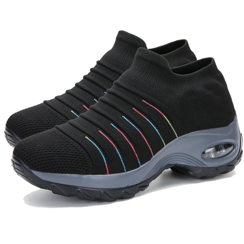 Womens Walking Shoes Breathable Non Slip Work Shoes Comfortable Air Cushion Orthopedic Slip on Sneakers with Arch Support