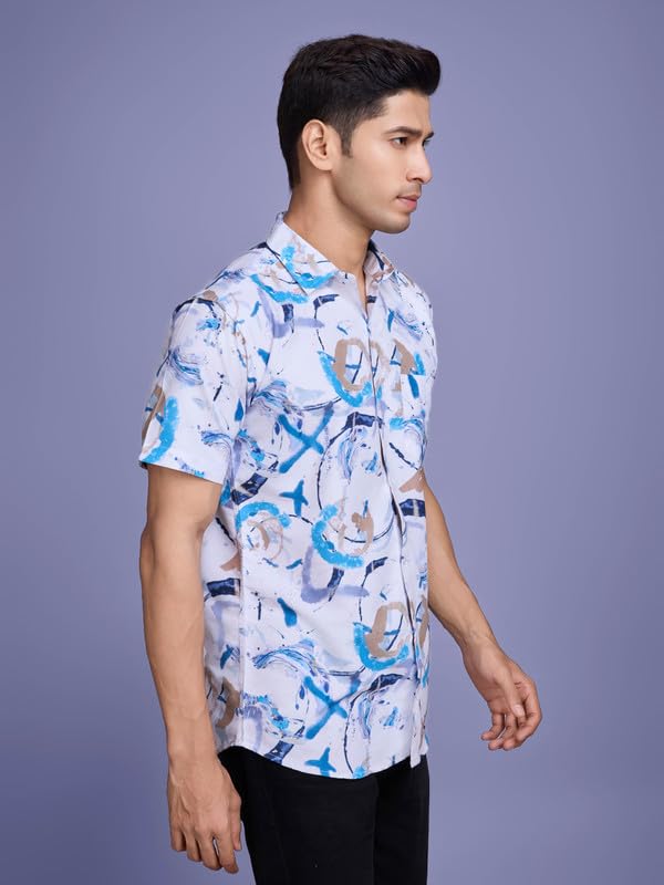 Image of Pinkmint Stylish Shirt for Men ll Printed Half Sleeve Shirt's ll Regular Fit Chest Pocket Shirt