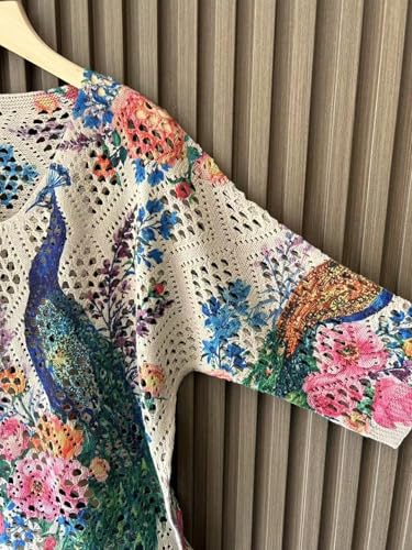 Image of Verdusa Women's Crochet Beach Summer Sweater 3 /4 Length Sleeve Boho Off The Shoulder Tops