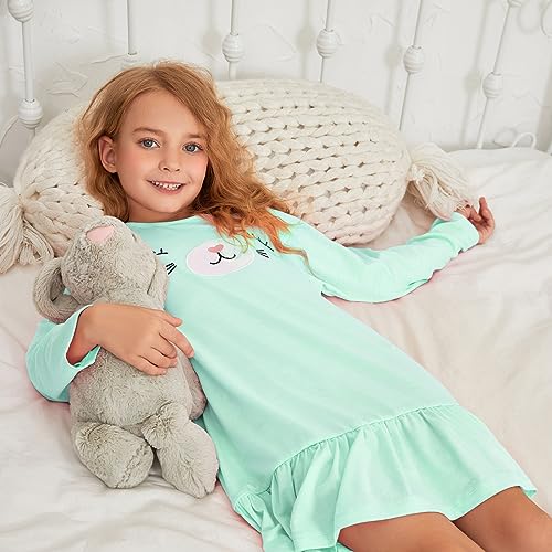 QPANCY Girls Nightgown Lovely Long Sleeve Princess Nightdress Soft Cotton Sleepwear Kids3
