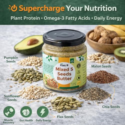 Image of Plan B Mixed Seeds Butter | 200g Jar | 5-Seed Blend Spread | Pumpkin, Sunflower, Melon, Flax & Chia | High Protein | Gluten-Free