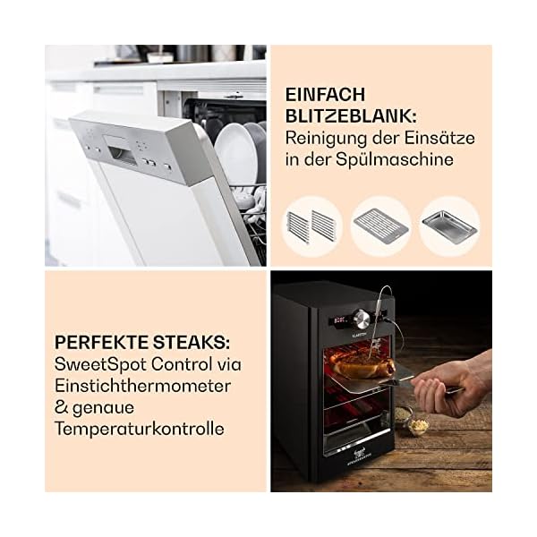 Klarstein Steakreaktor Core - Hochtemperaturgrill, 2100 W, Temperaturbereich: 200-800 °C, Indoor Grillgerät, Strahlungs-Heizelement, schwarz – Bild 4