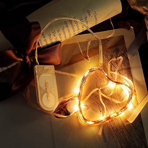 Preisvergleich Produktbild Kupferdraht 60er LED Lichterkette für innen- und außen, 6m Batteriebetriebene Stimmungslichter Warmweiß Kupfer Draht String Licht, Lampenkette für Haus Patio Garten Weihnachten Hochzeit Party