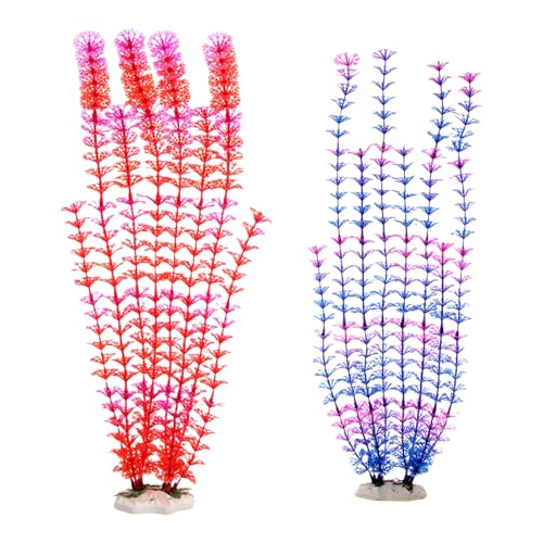 魚屋のための特大の水族館植物環境人工水草の背の高い水植物セラミックベースの固定魚屋の装飾