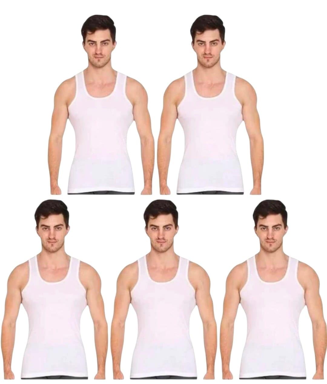 kothari Freedom White Vest, Pure Cotton, Sleeveless, Pack of 5-picture-51