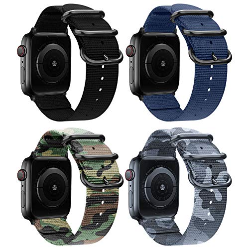 New Arrivals Watpro Compatible with Apple Watch Band 38mm 40mm 42mm 44mm Women Men Nylon Rugged Replacement iWatch Band Military-Style Buckle Grey Adapters for Sport Series 6 5 4 3 2 1 SE (42MM/44MM)