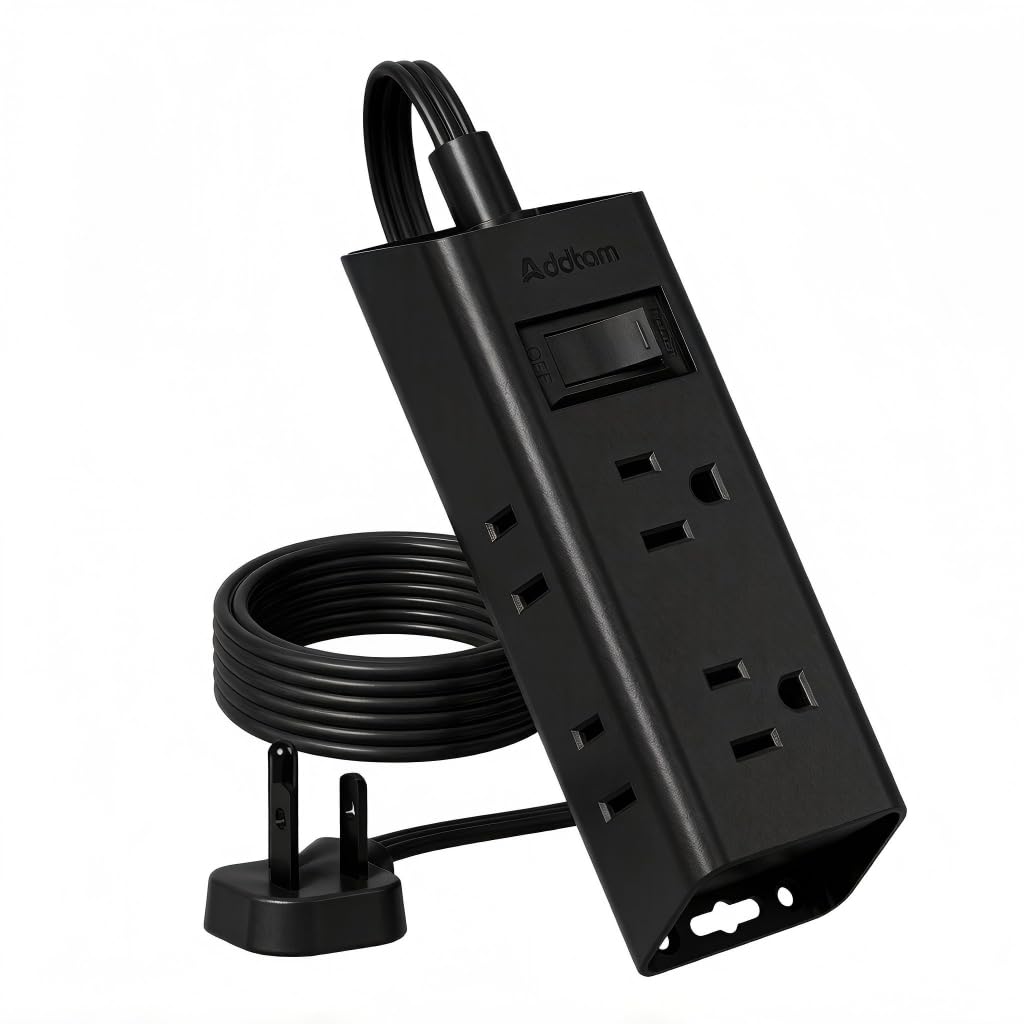 Addtam Flat Plug Power Strip with 6 Outlet Extender, 6 FT Extension Cord Flat Wall Plug with Multiple Outlets, No Surge Protector for Cruise Ship, Travel, Dorm, Home Office, Cruise Essentials, Black Black 6 Ft