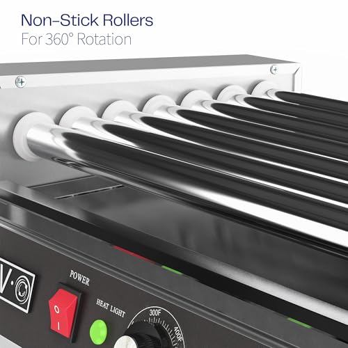 VIVO Electric 18 Hot Dog 7 Roller Grill Warmer, Stainless Steel, Commercial and Household 900W Machine, HOTDG-V007 - Thumbnail 5