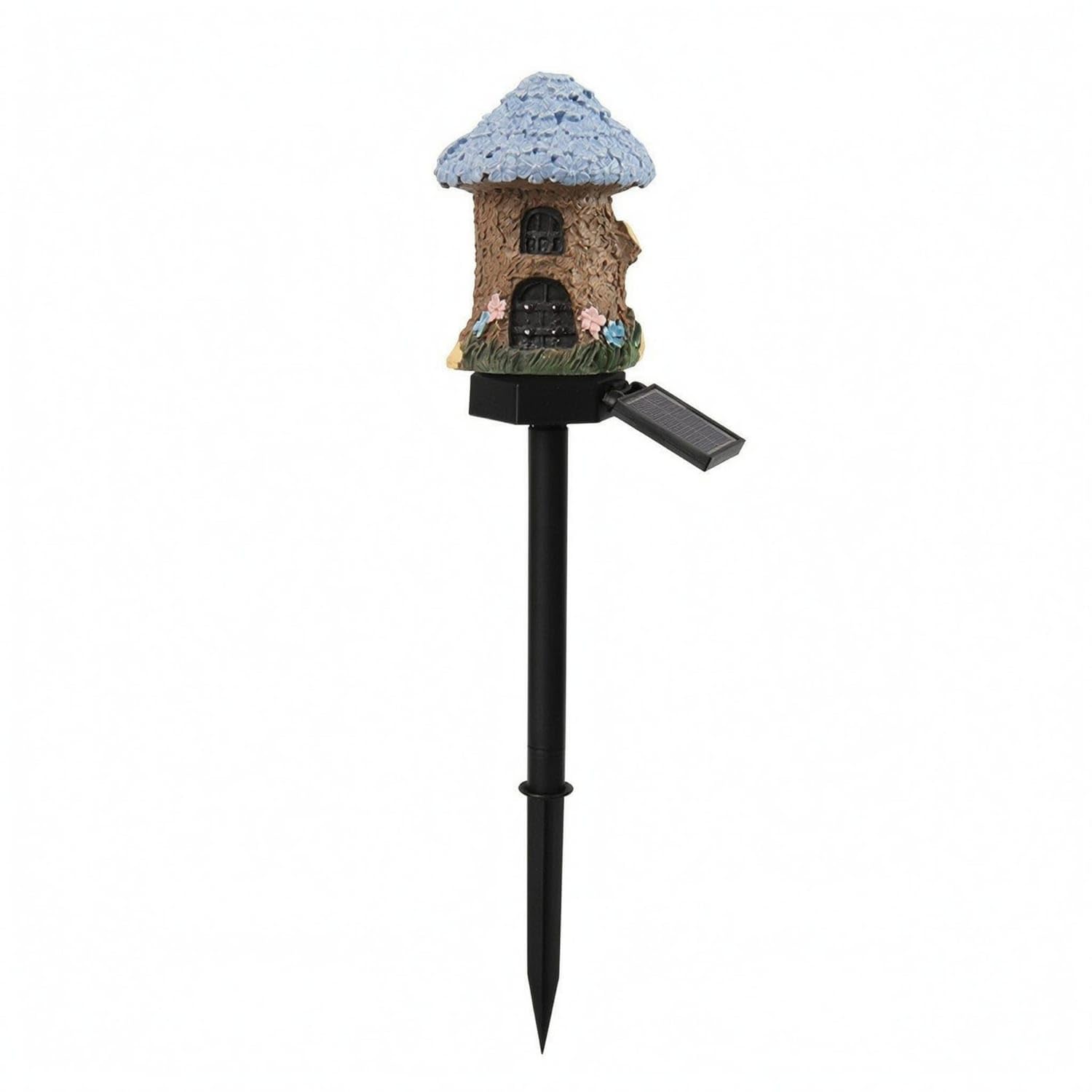 Resin House-Shaped Solar Garden Stake Light Black Solar Outdoor Stake Lamp Decorative Garden Light for Lawn, Purple-image-26