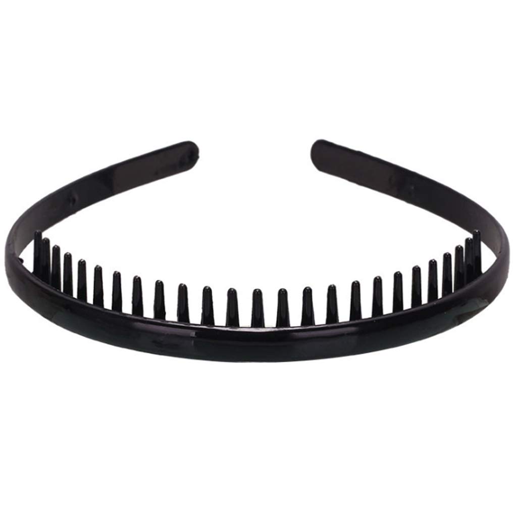 Fentency 8mm Plain Headband with Teeth Comb Black Hair Hoop