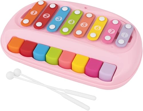2-in-1 Piano & Xylophone Toy - Musical Instrument Toys for Toddlers - Light Pink