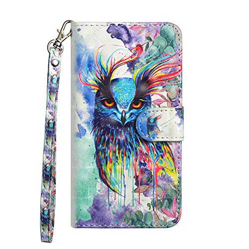 Image of EMAXELER Samsung Galaxy S10 Plus Case Cover 3D Full Stylish Case Colour Embossing Kickstand Credit Cards Slot PU Leather Flip Wallet with Stand for Samsung Galaxy S10 Plus YX 3D: Colored Owl