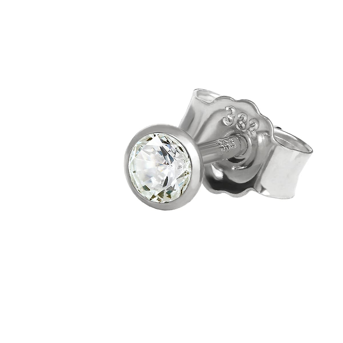 NKlausaretes individuales 3,0mm oro blanco 333 8 quilates aretes de oro Zirkonai Blanco damas para hombres